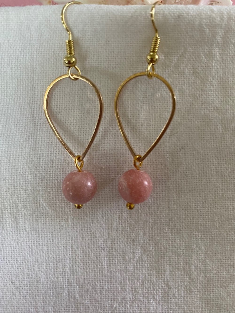 Handmade Pink Beads Earrings - Picture 2 of 2
